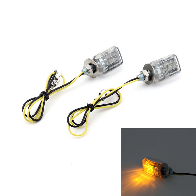 LED Micro Mini Small Indicators Turn Signals Universal 6mm Mount, Chrome