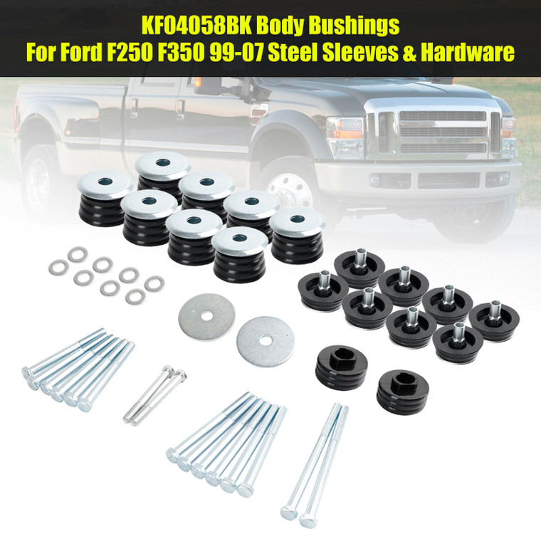 KF04058BK Body Bushings For Ford F250 F350 99-07 Steel Sleeves & Hardware