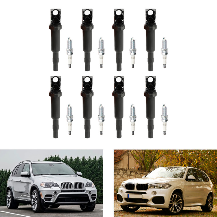 2010-2011 BMW X6 Hybrid 4.4L 8X Ignition Coil +Spark Plugs UF592, UF-592 Generic