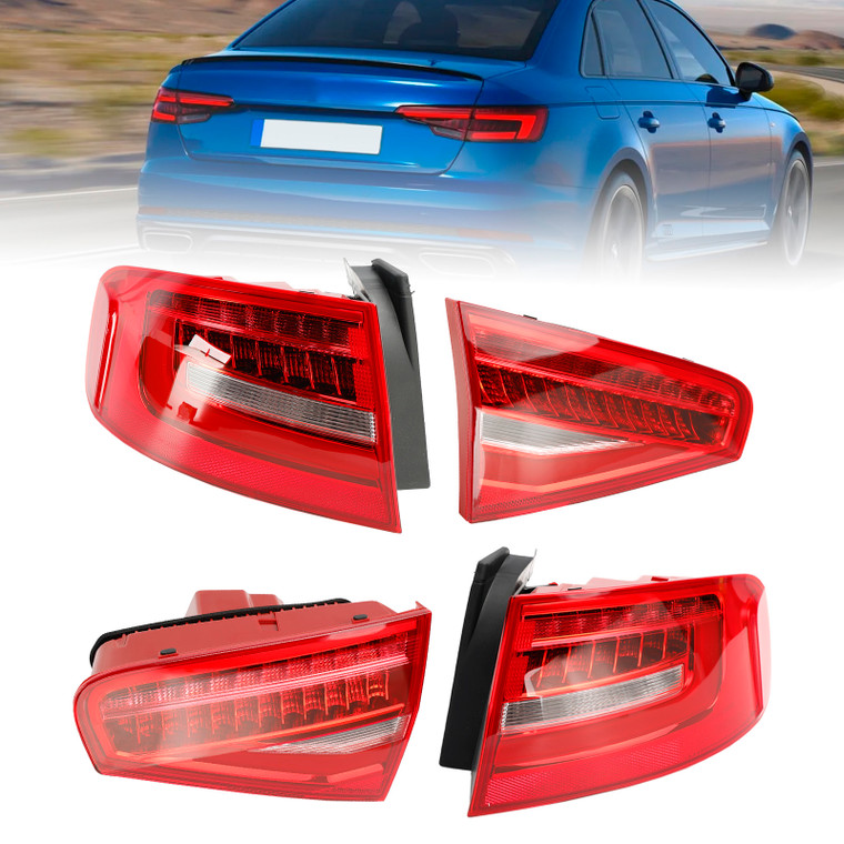 2013-2016  Audi A4 B8.5PA 4pcs Outer Inner Left Right Rear Tail Light Lamp 8K5945093AC 4AC 5AC 6AC Generic