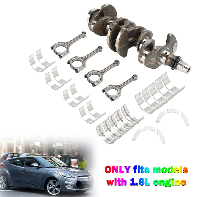 2013-2015 Kia Rio SX Hatchback 4-Door 1.6L Engine Crankshaft Con Rods & Bearing Set 23041-2B620, 23410-2B600 23510-2B010,231102B610, 603N6-2BU00,Generic