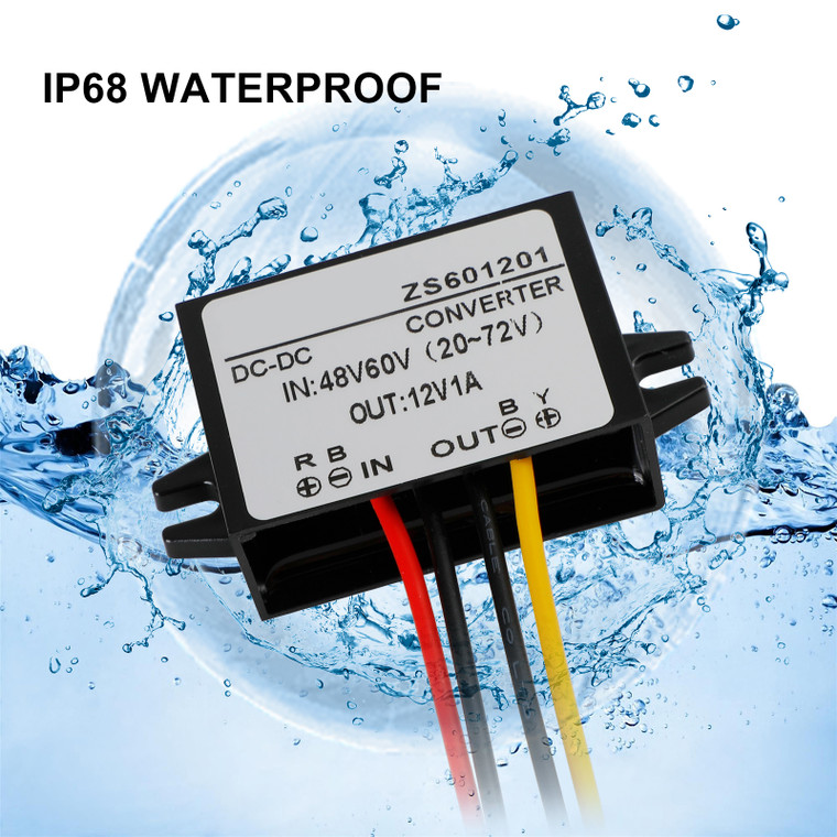 Waterproof DC-DC Converter 60V Step Down to 12V Car Power Supply Module 1A