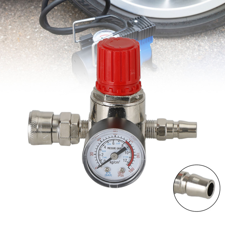 1/4" Pressure Regulator Air Compressor Adjustable Gauge Valve Control 175Psi