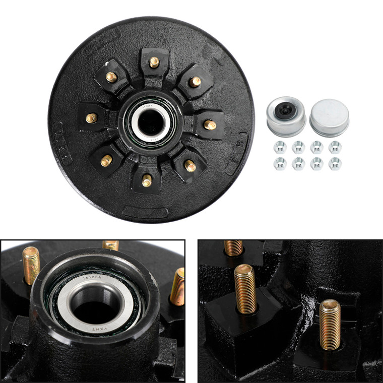 Grease Trailer Hub and Drum Assembly for 5.2K-7K Axles-12"-8 on 6.5-Pre-Greased