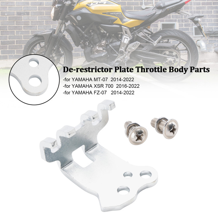 2014-2022 YAMAHA MT-07 FZ-07 XSR 700 De-restrictor Plate Throttle Body Parts Silver Generic