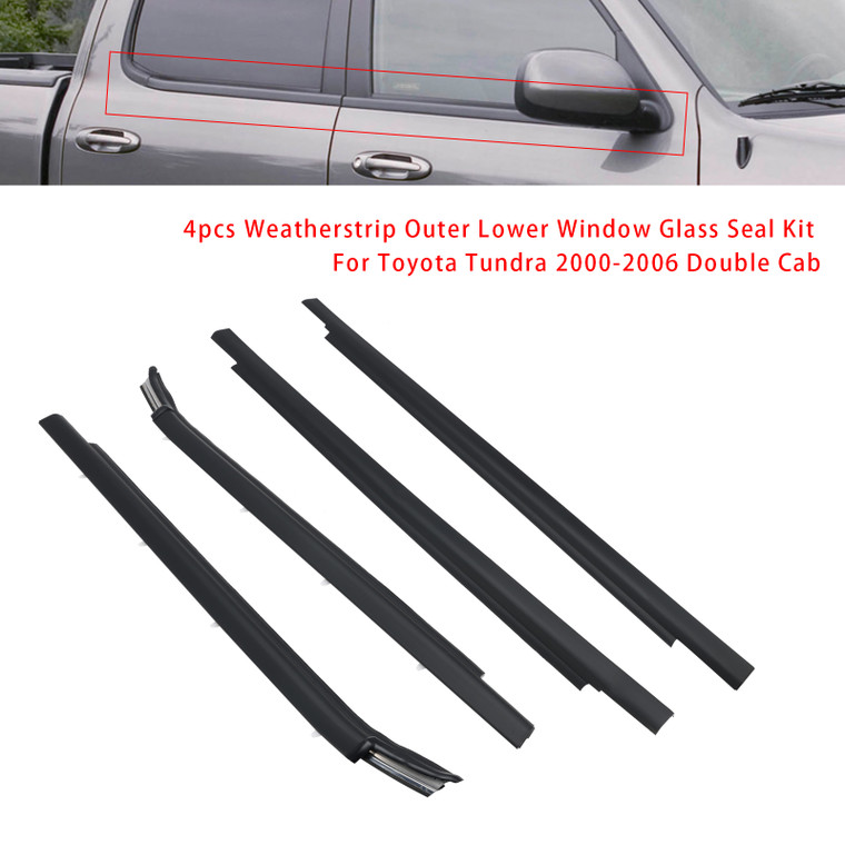 2000-2006 Toyota Tundra 4pcs Weatherstrip Outer Lower Window Glass Seal Kit 75720-0C010 Generic
