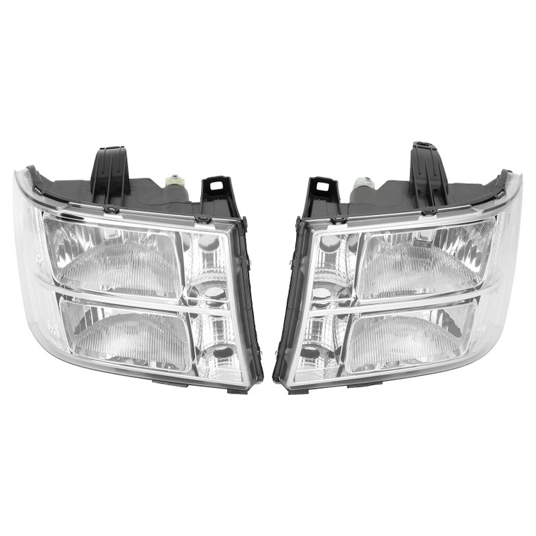 Chrome Clear Headlights Assembly For GMC Sierra 1500 2500HD 3500HD 2007-2014 B