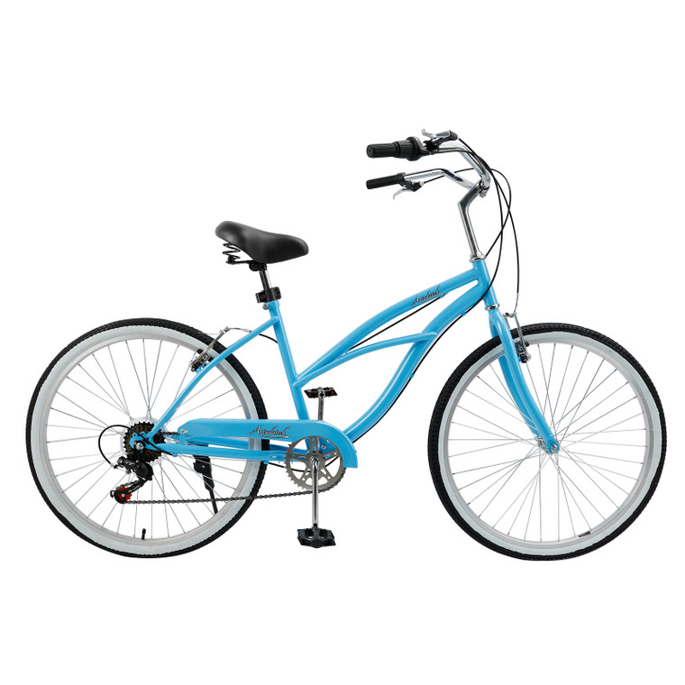 Urban Lady Girl's Bicycle Women's Beach Cruiser Bike 26 Inches 7 Speed Blue