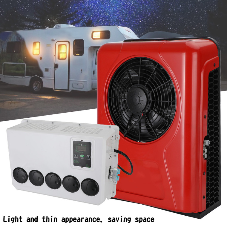 12000 BTU 12V Truck Cab RV Air Conditioner Split AC Fits Semi Trucks Bus Caravan Red