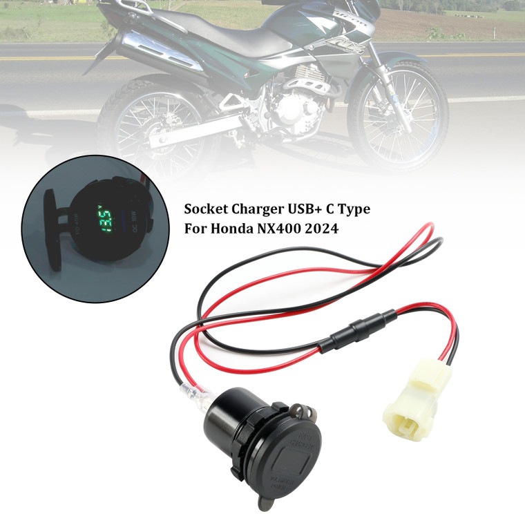 2024 Honda NX400 12V Socket Charger USB+C Type Quick Black Generic
