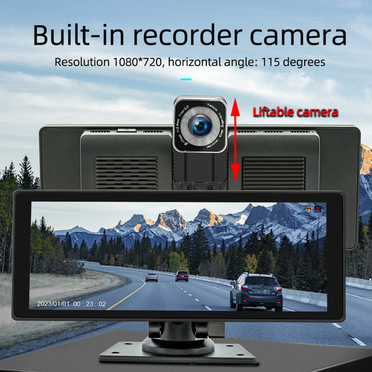 10.26" Wireless Carplay Bluetooth Radio FM Car MP5 Player AHD Recorder Camera