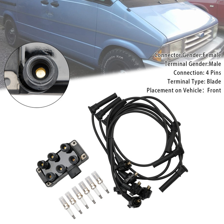 1991-2010 Mazda 626 B3000 B4000 Navajo Ignition Coil+6 Spark plug+6 Wire FD480 Generic
