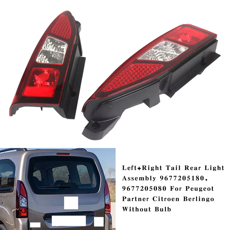 2012-2018 Citroen Berlingo Mk2 Van（Rear Vertical Door Models)3 Left+Right Tail Rear Light Assembly 9677205180, 9677205080 Generic