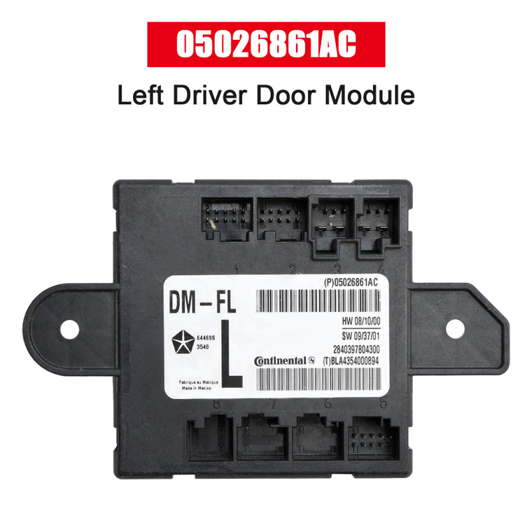 2007-2020 Dodge Chrysler Front Left Driver Door Module 05026861AC Generic