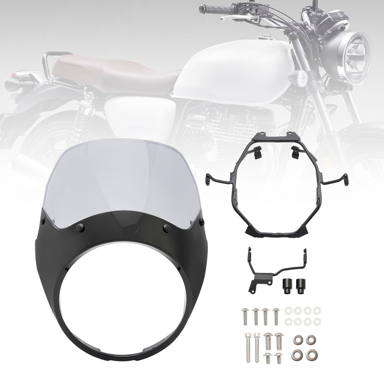 2023-2024 HONDA GB350 GB350S Windshield WindScreen Headlight Fairing Cover Gloss black+Gray Generic