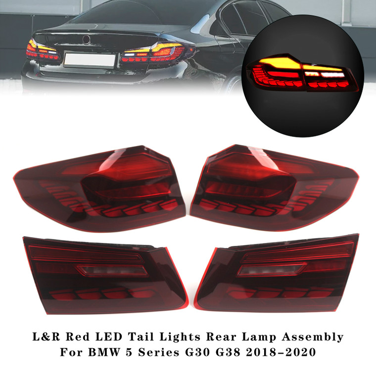 2018-2020 BMW 5 Series G30 G38 L&R Red LED Tail Lights Rear Lamp Assembly Generic