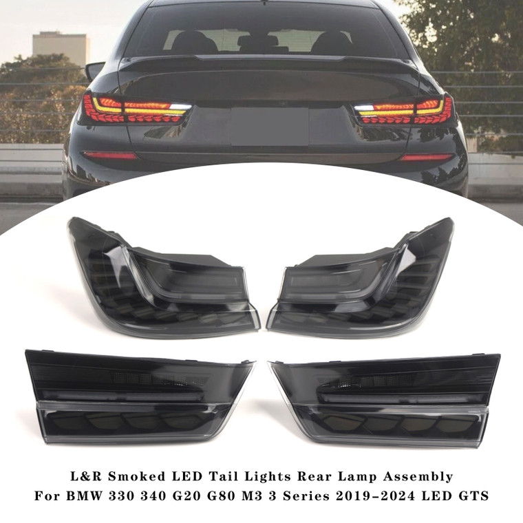 2019-2024 BMW 330 340 G20 G80 M3 3 Series LED GTS L&R Smoked LED Tail Lights Rear Lamp Assembly Generic