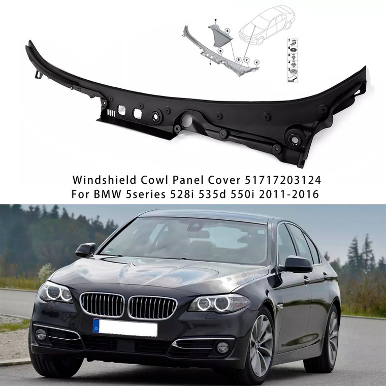 2011-2016 BMW 5series 528i 535d 550i Windshield Cowl Panel Cover 51717203124 Generic