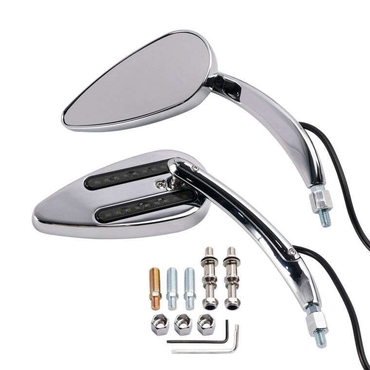 1990-Up Sportster XL 1200 883 Custom Dynamics LED Turn Signal Mirrors Chrome Generic