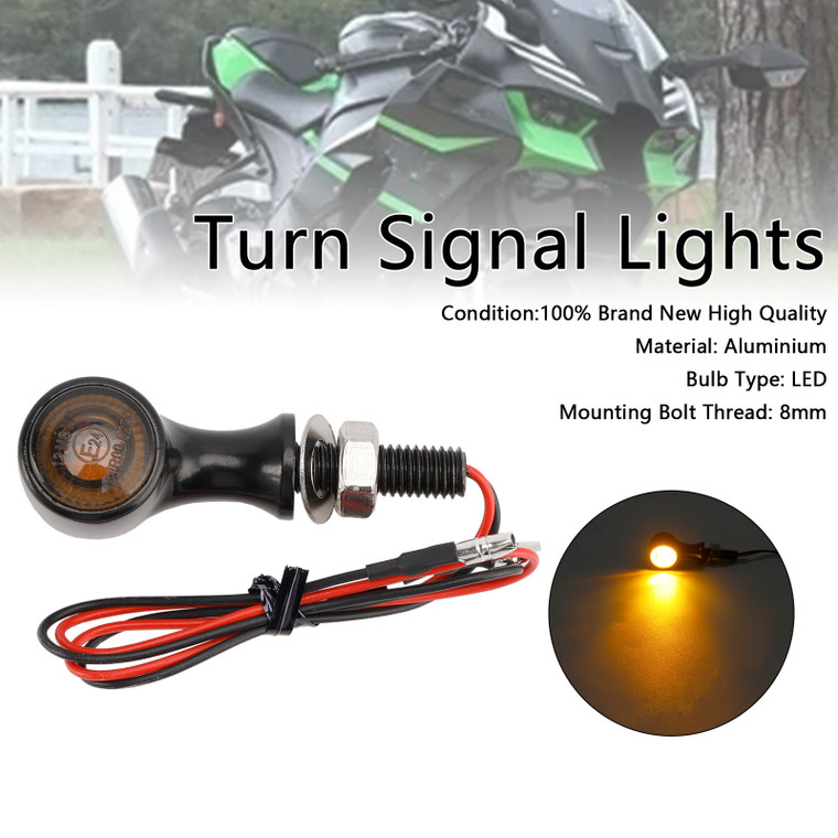 12V LED Turn Signal Indicator Light Black 8mm Universal Motorcycle For Suzuki