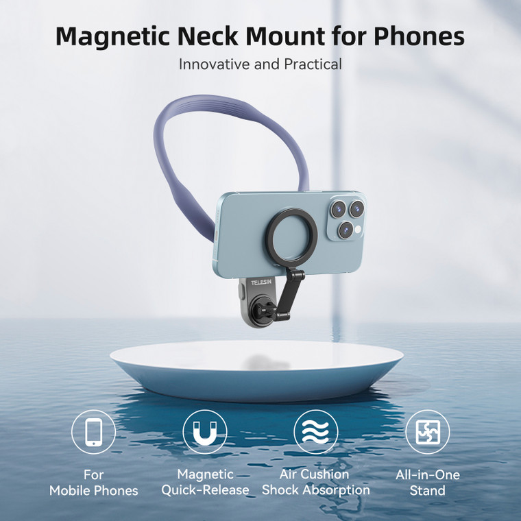 Magsafe Mobile Phone Magnetic Neck Halter Bracket Quick Release Shock Absorption Gray