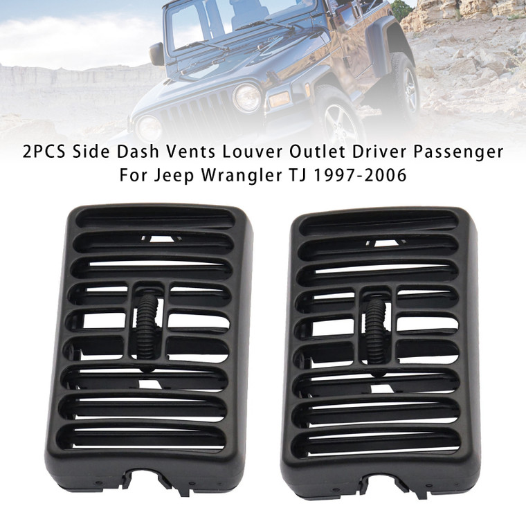 1997-2006 Jeep Wrangler TJ 2PCS Side Dash Vents Louver Outlet Driver Passenger 5DP54TAZ Generic