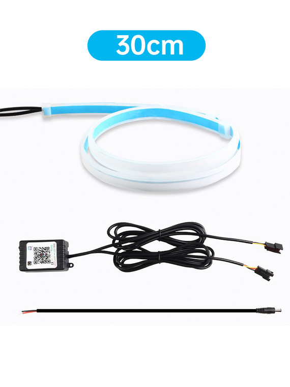 Ultra Thin Car LED Headlight Daytime Running Iridescent Light Eyebrow Strip With APP Controller 30cm