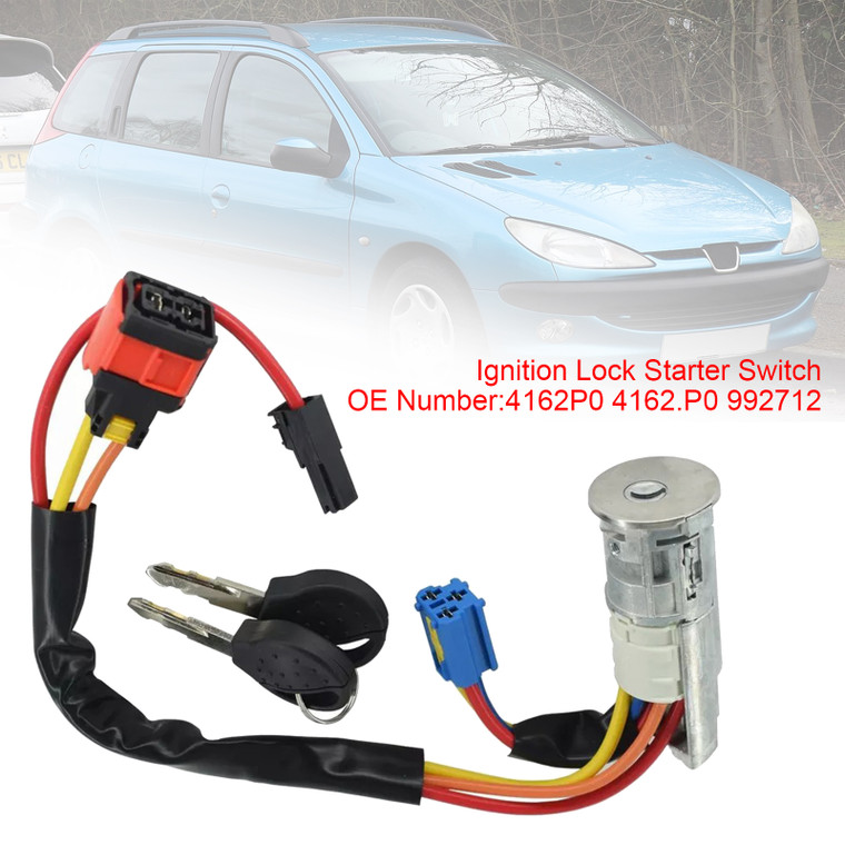 1998-2010 Peugeot 206 Ignition Lock Starter Switch with 2 Keys 4162P0 Generic