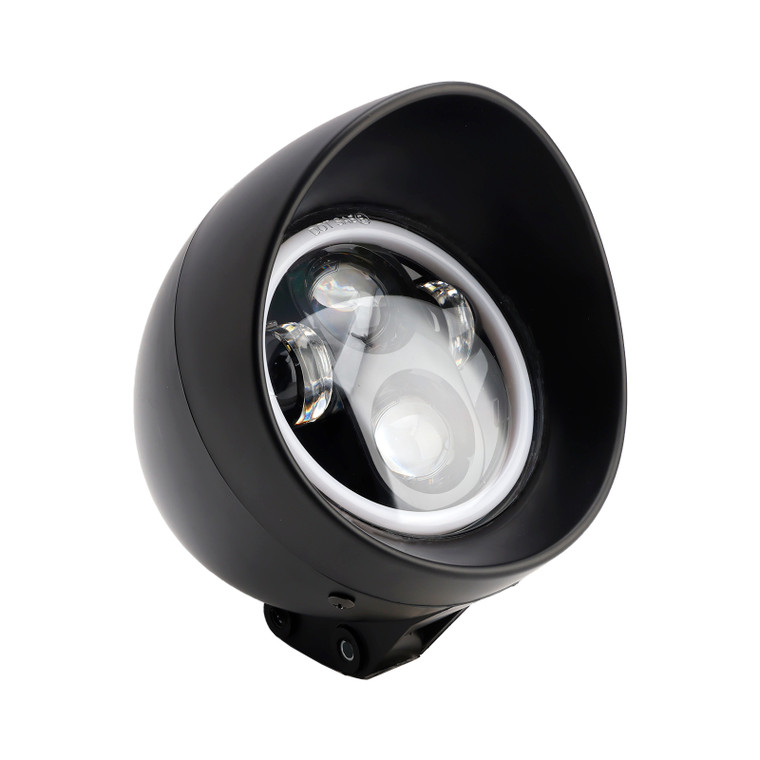4-Bulbs Beam Headlight Fog Lamp Custom Fits Black For Racer Bobber Chopper