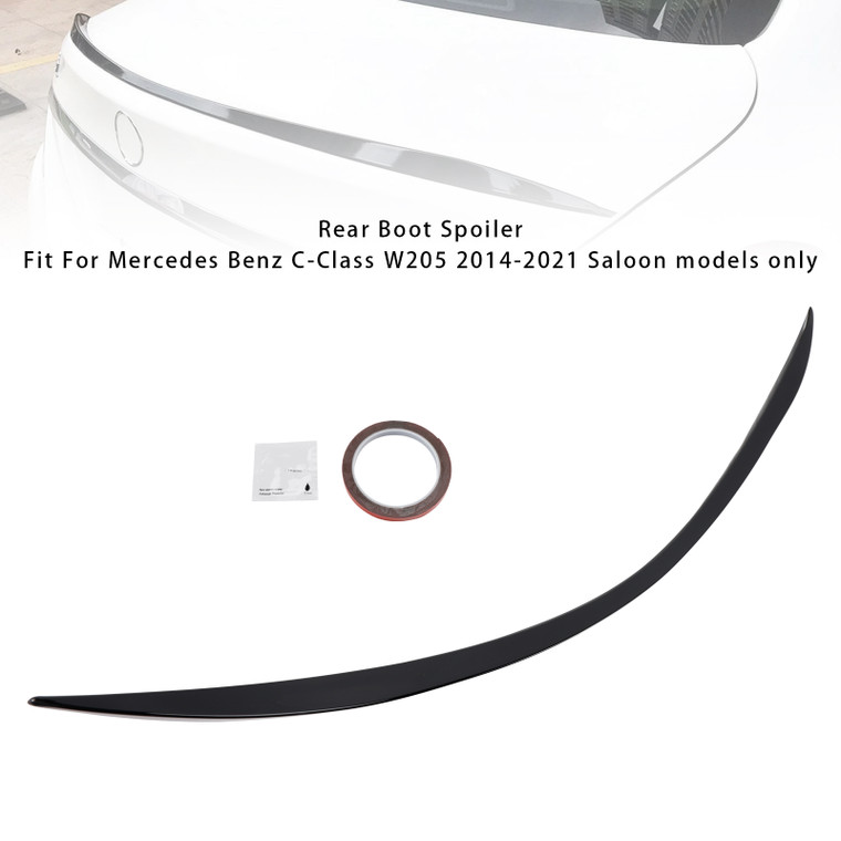 2014-2021 Mercedes Benz C-Class W205 Rear Spoiler Gloss Black Generic
