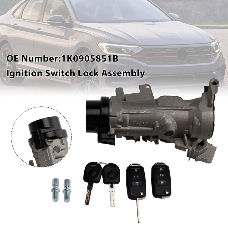 2004-2018 Jetta Golf EOS Rabbit Tiguan Ignition Switch Lock Cylinder w/2 Key 1K0905851B Generic
