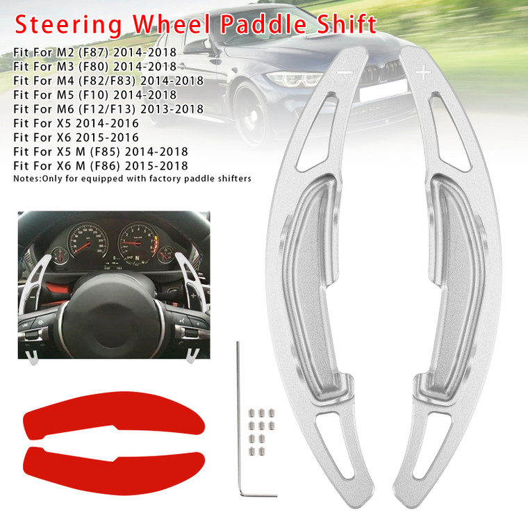 2014-2018 BMW X5 X6 X5M X6M Steering Wheel Paddle Shifter Extension Aluminium Silver Generic