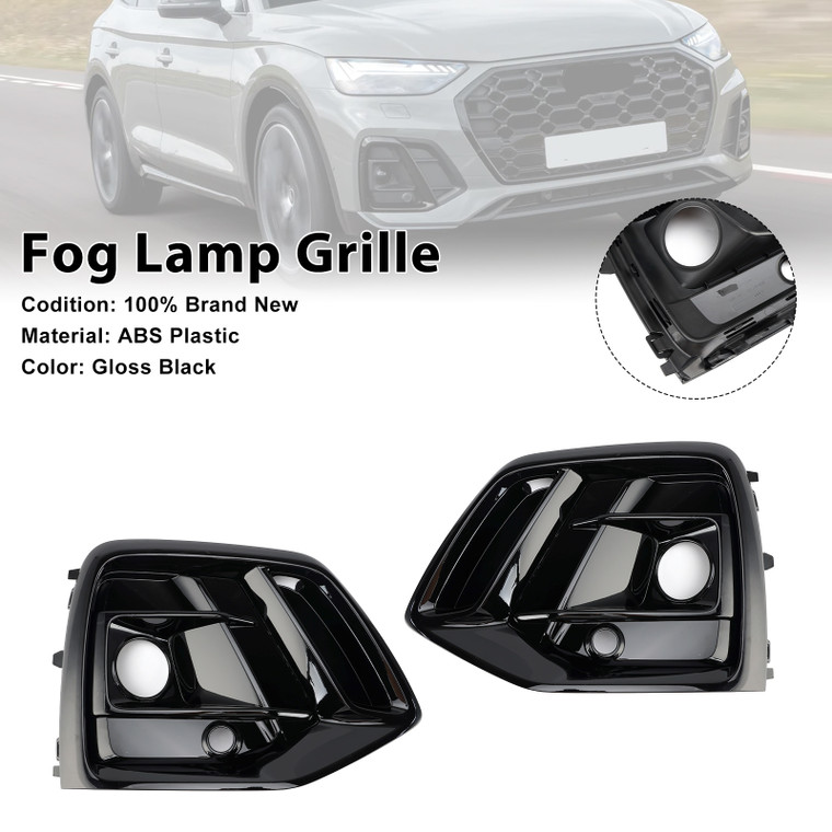 2021-2025 Audi Q5 SQ5 S-Line Front Fog Lamp Grille Black Generic