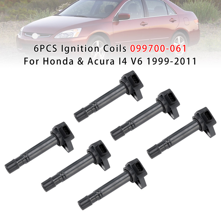 1999-2010 Honda Accord Civic Odyssey Pilot Ridgeline 6PCS Ignition Coils 099700-061 Generic