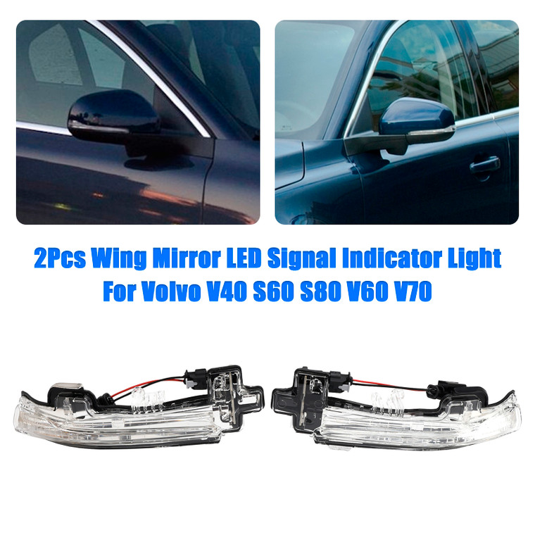 2007-2016 Volvo V40 S60 S80 V60 V70 Left+Right Wing Mirror LED Signal Indicator Light 31402415 31402416 Generic