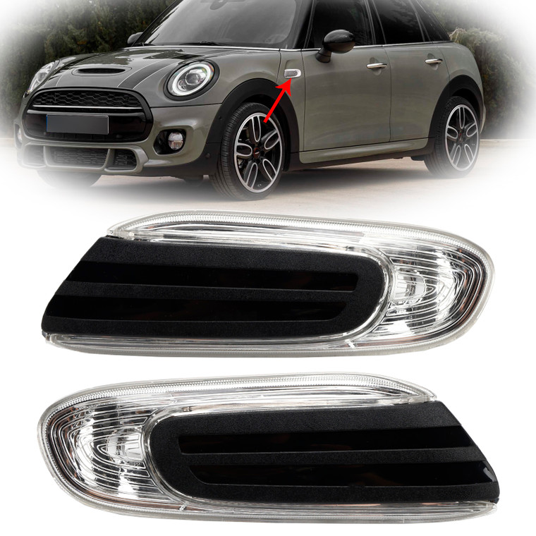 2016-2021 Mini Cooper Convertible F57 Direction Additional Turn Indicator Lamp White Left+Right 63137298347 63137298348 Generic
