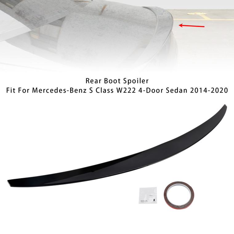 2014-2020 Mercedes-Benz S Class W222 4-Door Sedan Rear Boot Spoiler AMG Style Gloss Black
