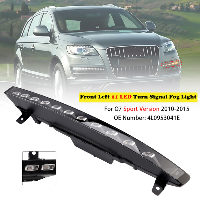 2010-2015 Audi Q7 Sport Version Front Left Bumper 11 LED Turn Signal Fog Light 4L0953041E White+Amber Generic