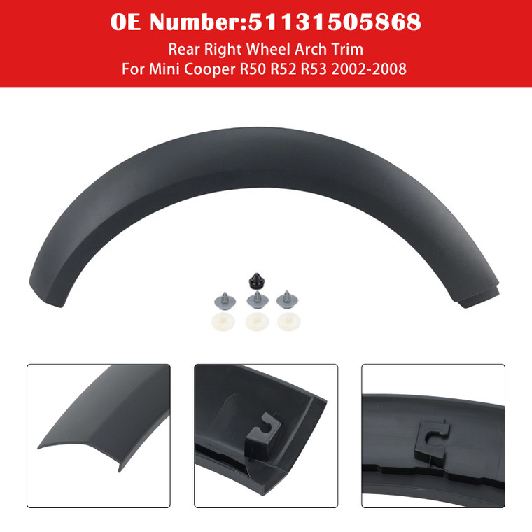 2002-2008 Mini Cooper R50 R52 R53 Rear Right Wheel Arch Trim 51131505868 Generic