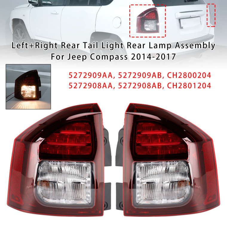 2014-2017 Jeep Compass Left+Right Rear Tail Light Rear Lamp Assembly 5272909AA 5272909AB Generic