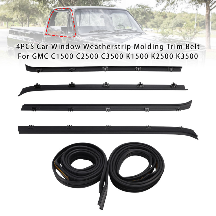 1981-1991 Jimmy 4PCS Car Window Weatherstrip Molding Trim Belt+2 Window Seals Generic