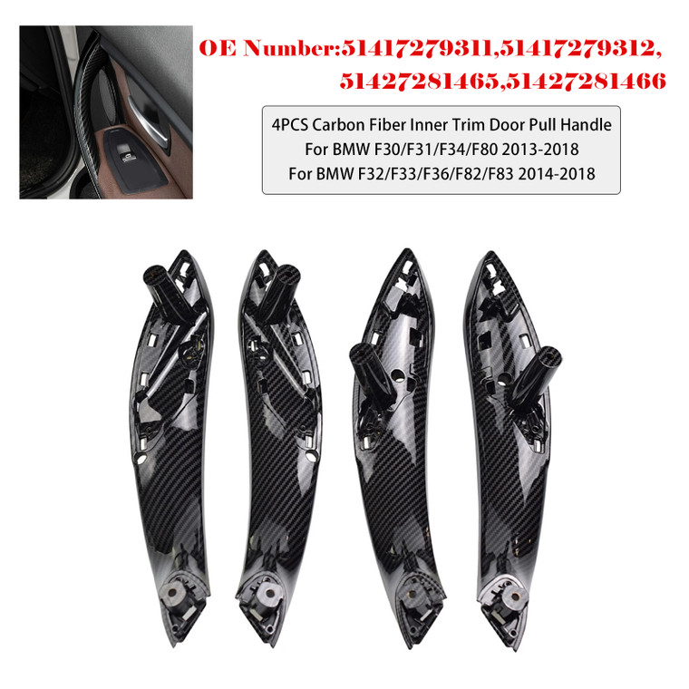 2012-2018 BMW 3 4  Series 4PCS Carbon Fiber Inner Trim Door Pull Handle Generic