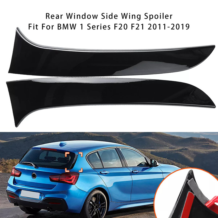 2011-2019 BMW 1 Series F20 F21 Pair Rear Window Side Wing Spoiler Gloss Black Generic