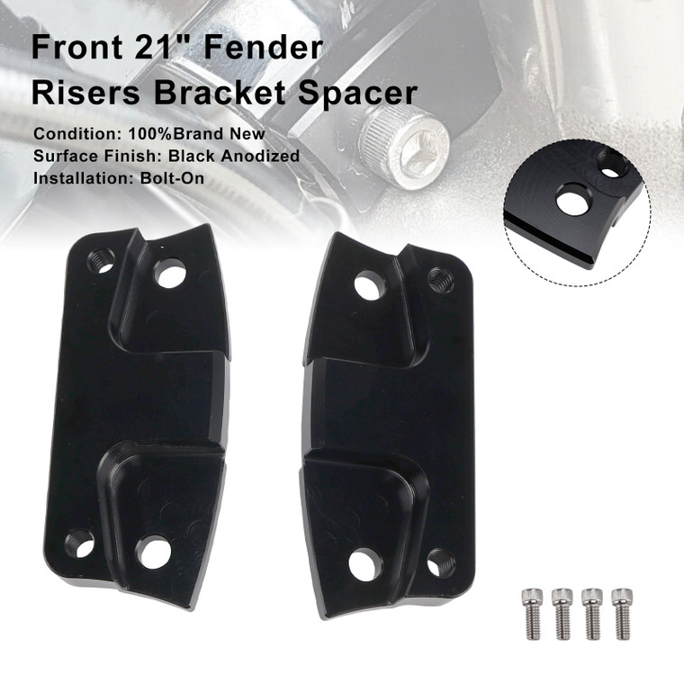2014+ touring Electra Street Glide Front 21" Fender Risers Bracket Spacer Black Generic