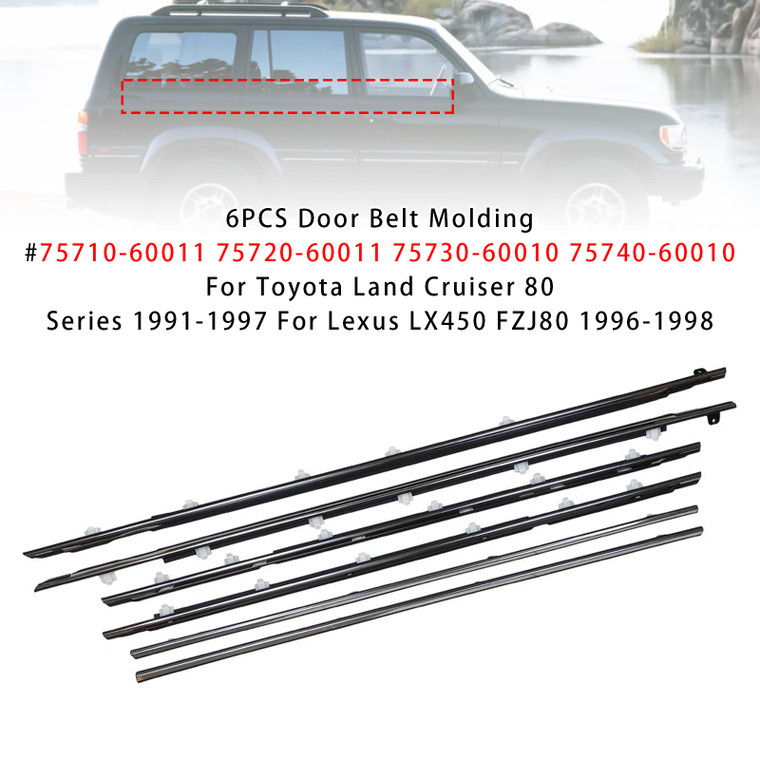 1991-1997 Toyota Land Cruiser 80 Series 6PCS Door Weatherstrip Seal 75710-60011 Generic