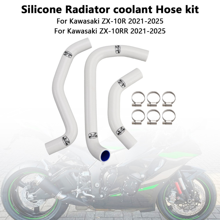 2021-2025 Kawasaki ZX-10R ZX-10RR Silicone Radiator coolant Hose kit White Generic