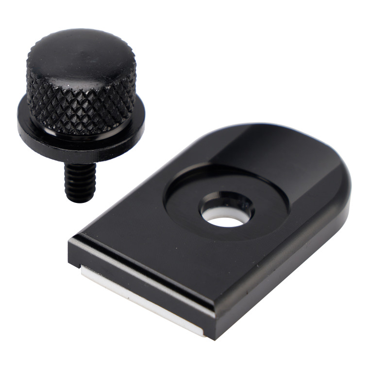 1996-2023 Touring Softail Dyna Sportster Model 1/4-20 Knurled Seat Bolt Screw with Plate Black Generic
