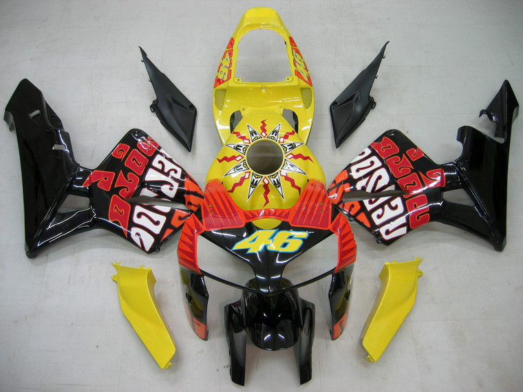 2005-2006 Honda CBR600RR Amotopart Fairings Yellow Black Valentino Rossi Racing Customs Fairing