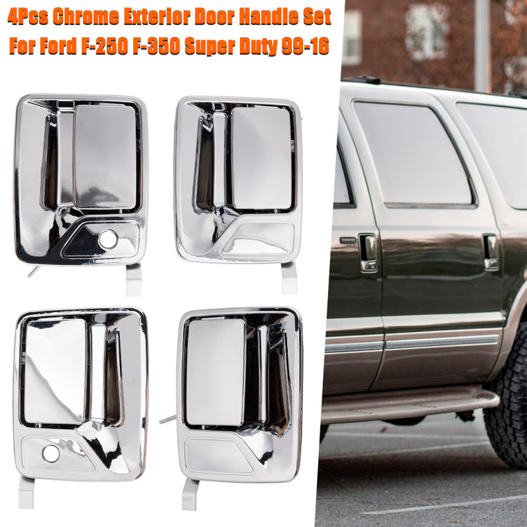 1999-2016 Ford F-250 F-350 F450 F550 F650 F750 Excursion 4Pcs Chrome Exterior Door Handle Set Generic