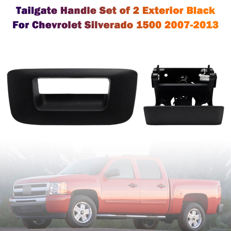 2007-2014 GMC Sierra 1500 2500 3500 Tailgate Handle Set of 2 Exterior Black Generic